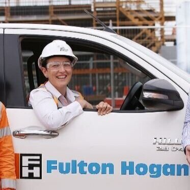 Sarah Kulman from Fulton Hogan in a truck